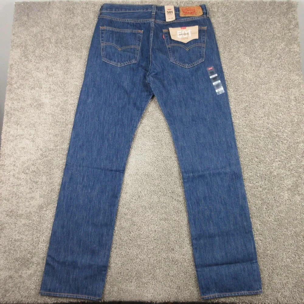 Levis Jeans Mens 36x36 Blue 501 Button Fly Original Straight Stone Denim Pants